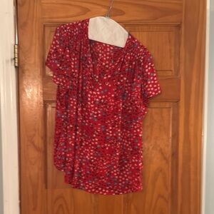 Red Floral Blouse